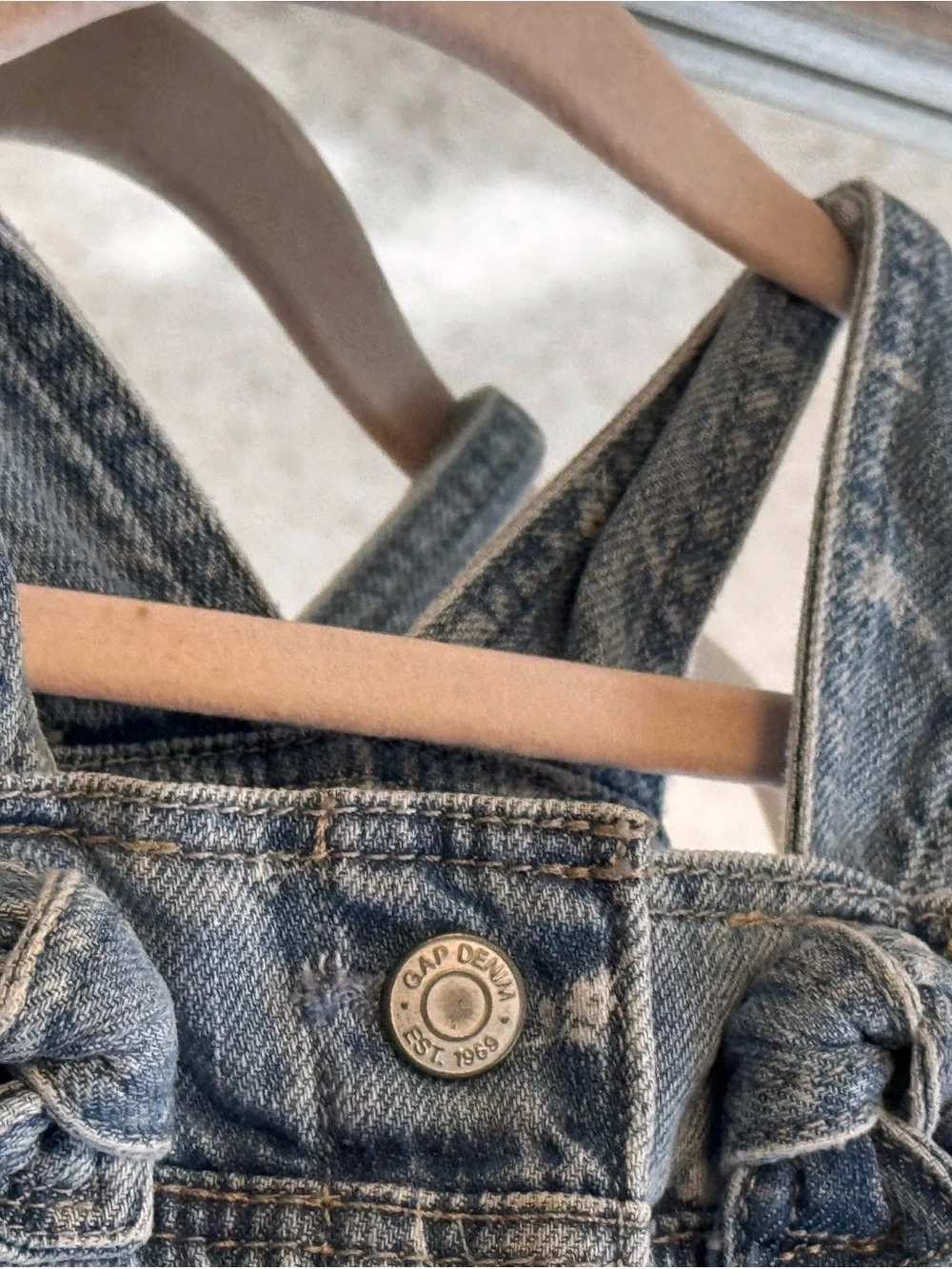 GAP Faded Blue Denim Girls' Floral-Print Overalls